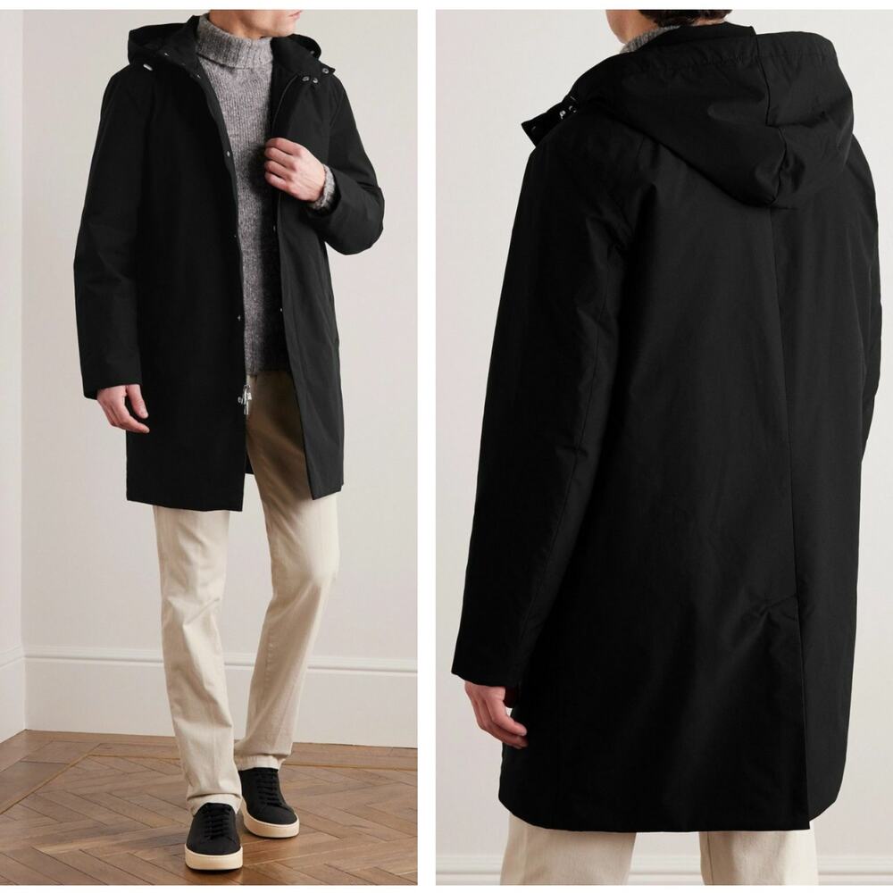 CLUB MONACO Primaloft Refined Padded Shell Hooded Park Black Sz Large $395